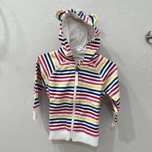 NWT Hanna Andersson Rainbow Stripe Bear Ear Hoodie Jacket